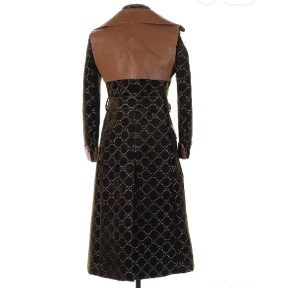 GUCCI GG LOGO MONOGRAM COAT SZ: EU(IT) 38 / US 2 SOFT RICH VELVET & LEATHER - Picture 2 of 16